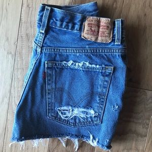 Vintage High Waisted Distressed Levis Denim Shorts